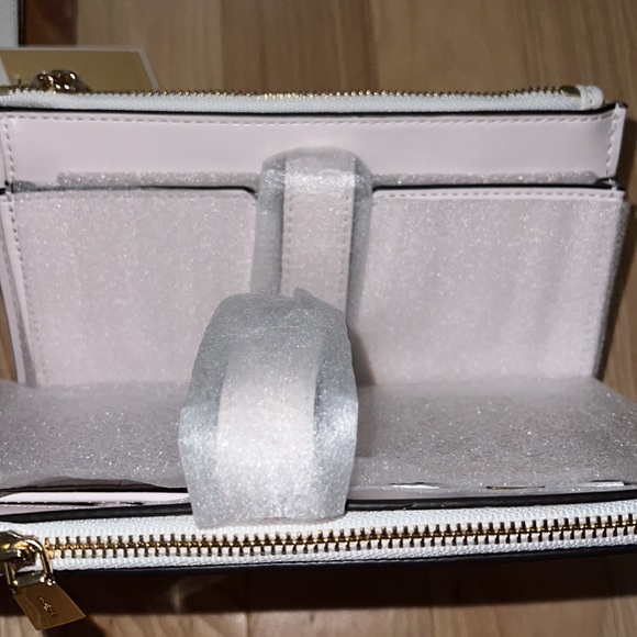 Michael Kors Adele Double-Zip Pebble Leather Wristlet - Picture 6 of 8